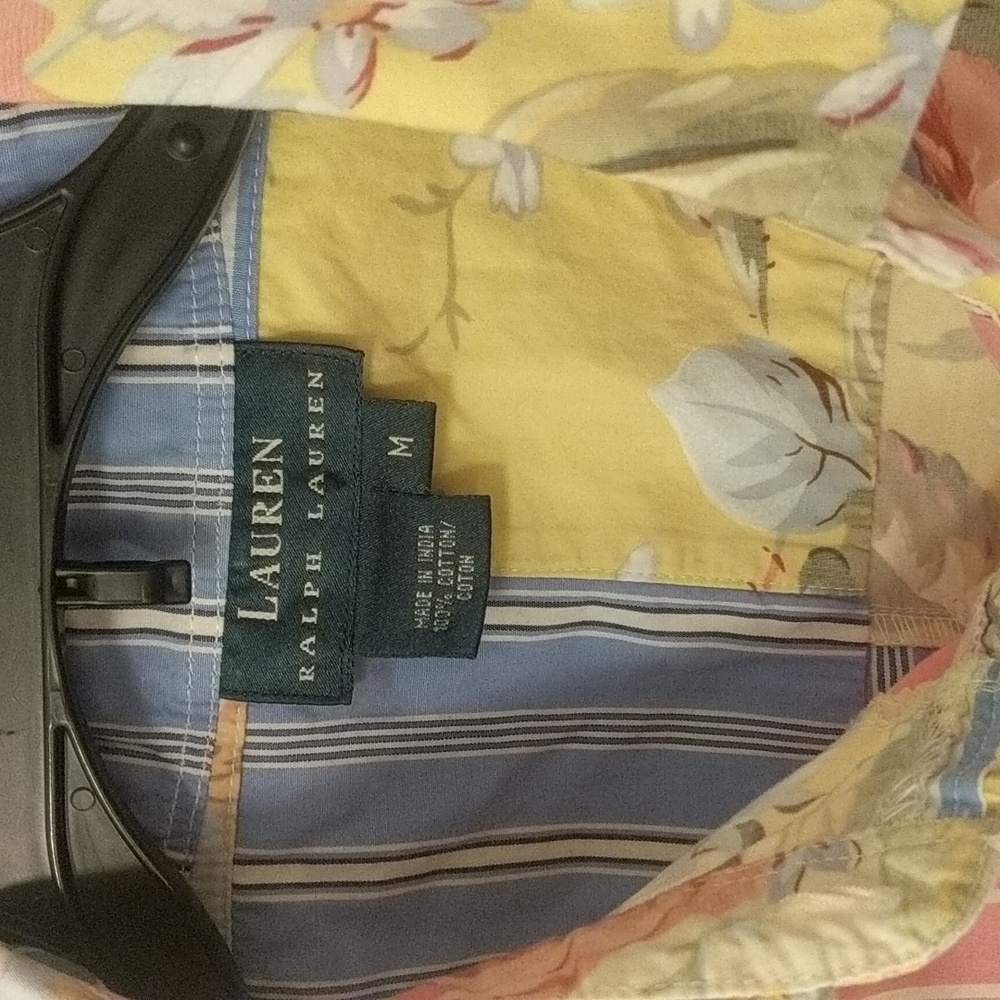Lauren Ralph Lauren patchwork button up short sleeve 100% cotton. Unisex - Picture 2 of 5